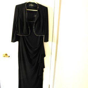 Alex Evenings Women's Black Gown with Bolero Jacket (2-piece set)- Size 12